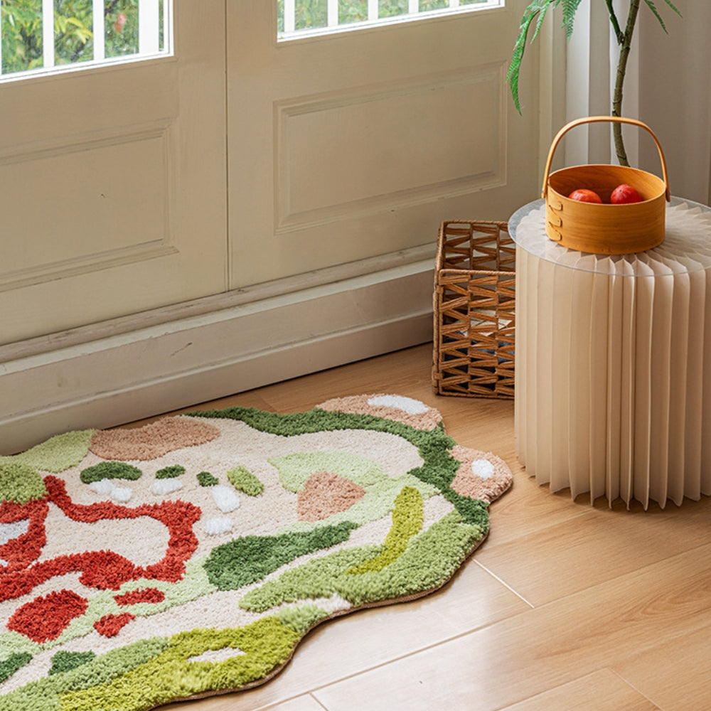 Tapis de mousse floqué forestier, tapis de sol irrégulier pour animaux de compagnie