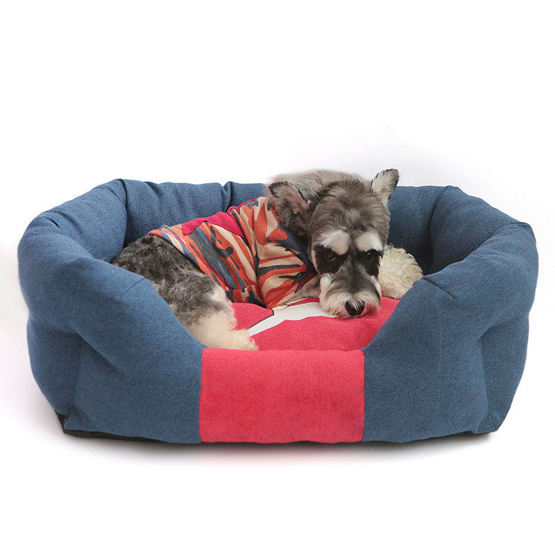 Fashionable All-season Warm Clashing Colours Cushy Dog Bed