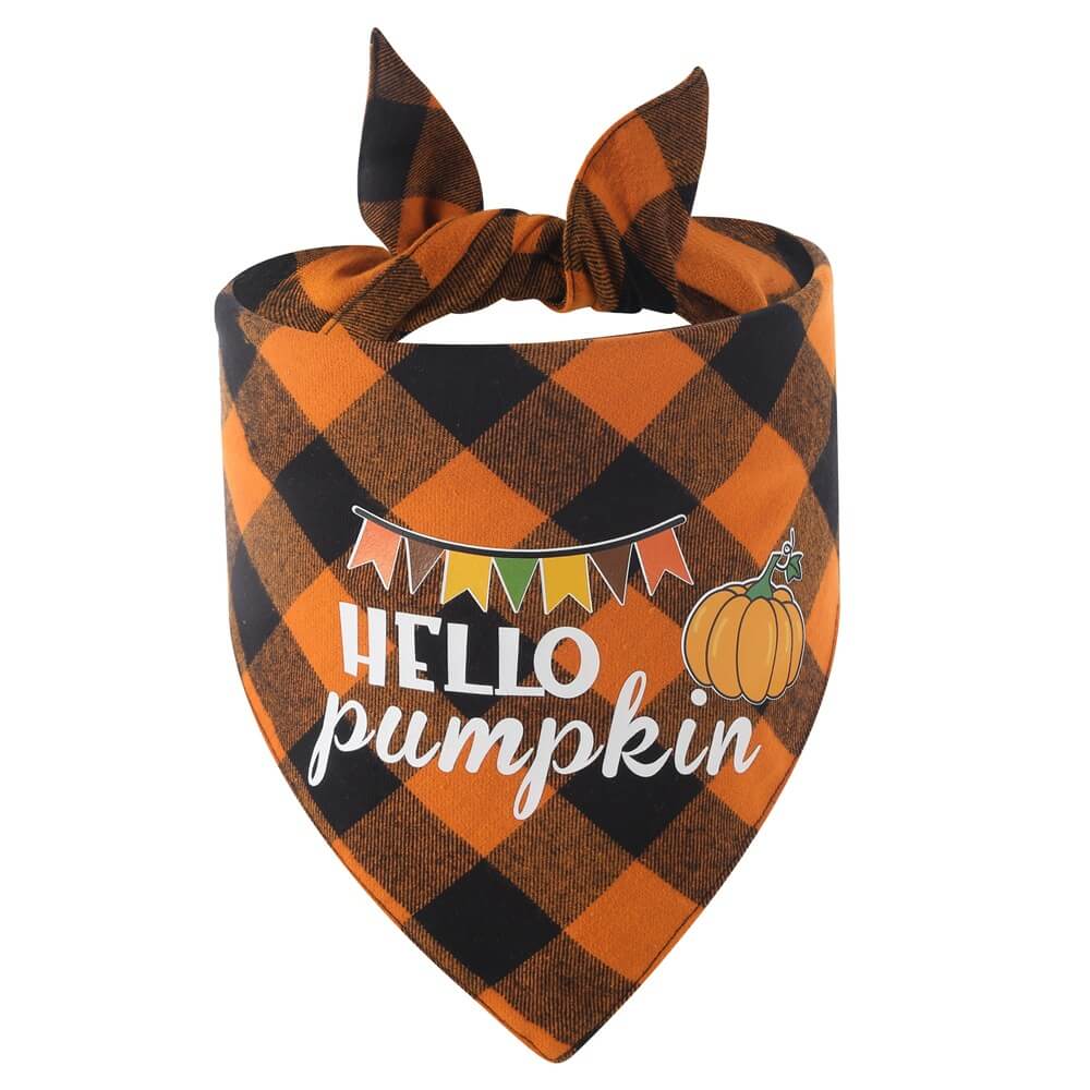 Halloween Pet Plaid Letter Bib | Cotton Gift Bib for Pets