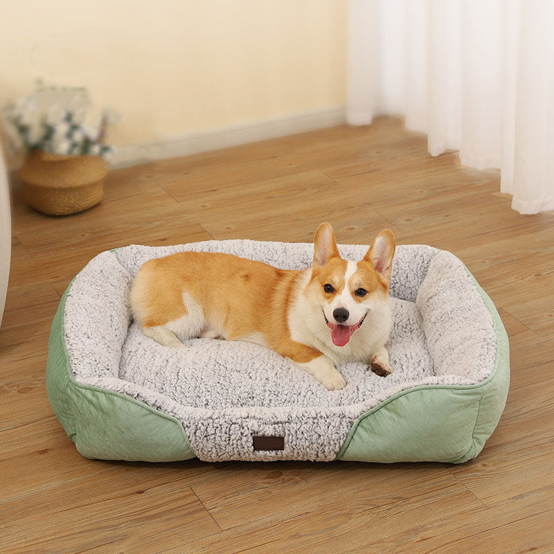 Niche pour chat et lit carré pour chat et chien en polaire Sherpa confortable