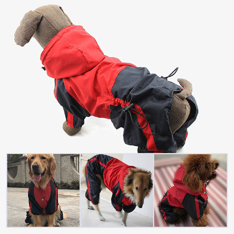 Impermeable de cobertura completa para perros impermeable de tela Oxford con patas y capucha