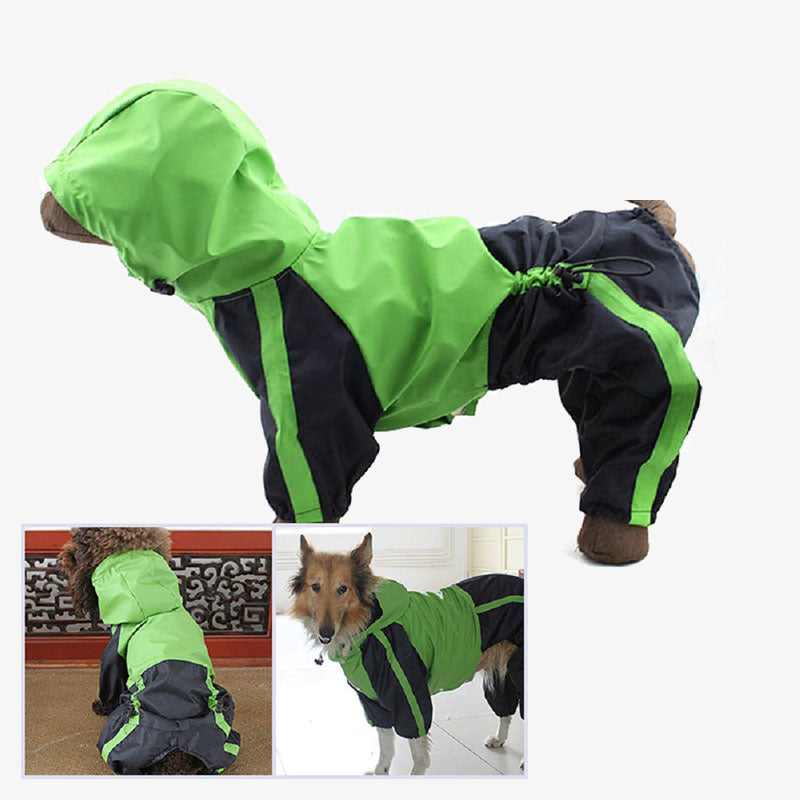 Manteau imperméable à couverture complète pour chien en tissu Oxford avec pattes et capuche