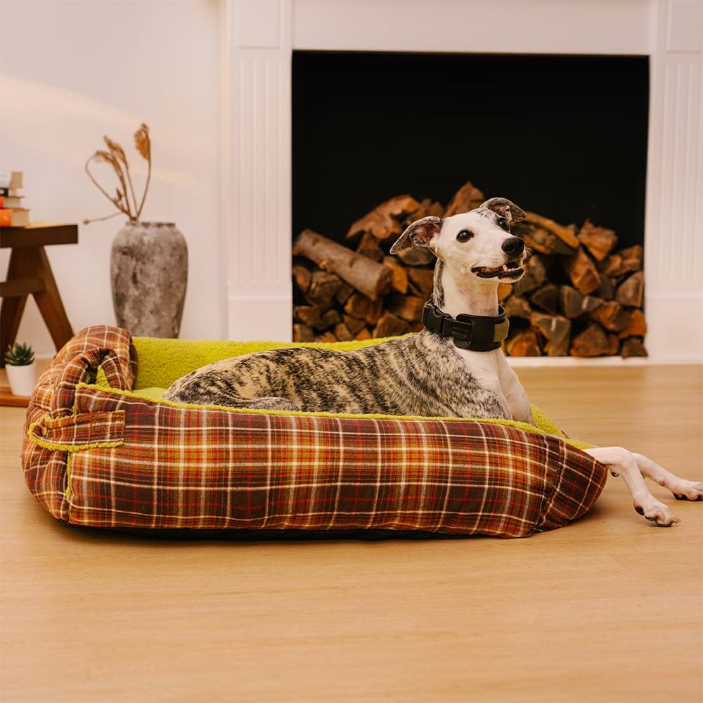 Large Washable Vintage Tartan Folding Blanket Dog Beds - Avocuddle