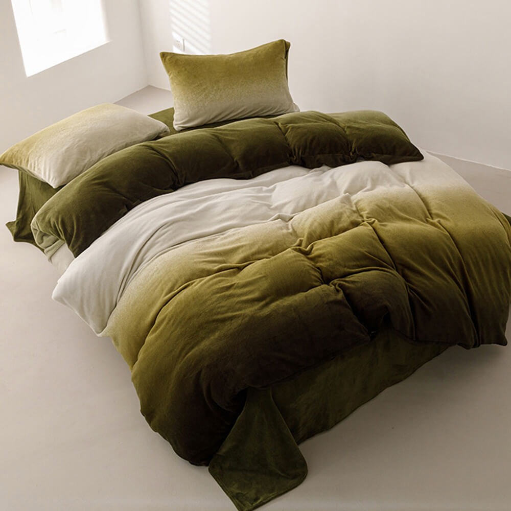 Stylish Velvet Gradient Stretchable Bed Sheet Set