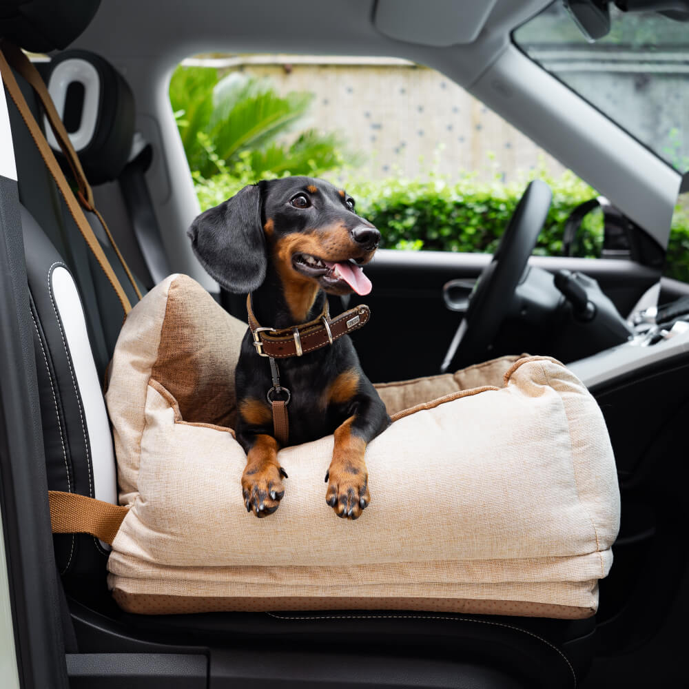 Lit de siège de voiture pour chien de sécurité imperméable à l'eau café clair