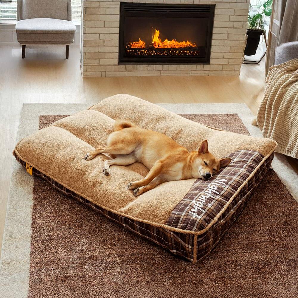 Extra Large Washable Teddy Fluffy Orthopedic Rectangle Dog Bed - Night-night