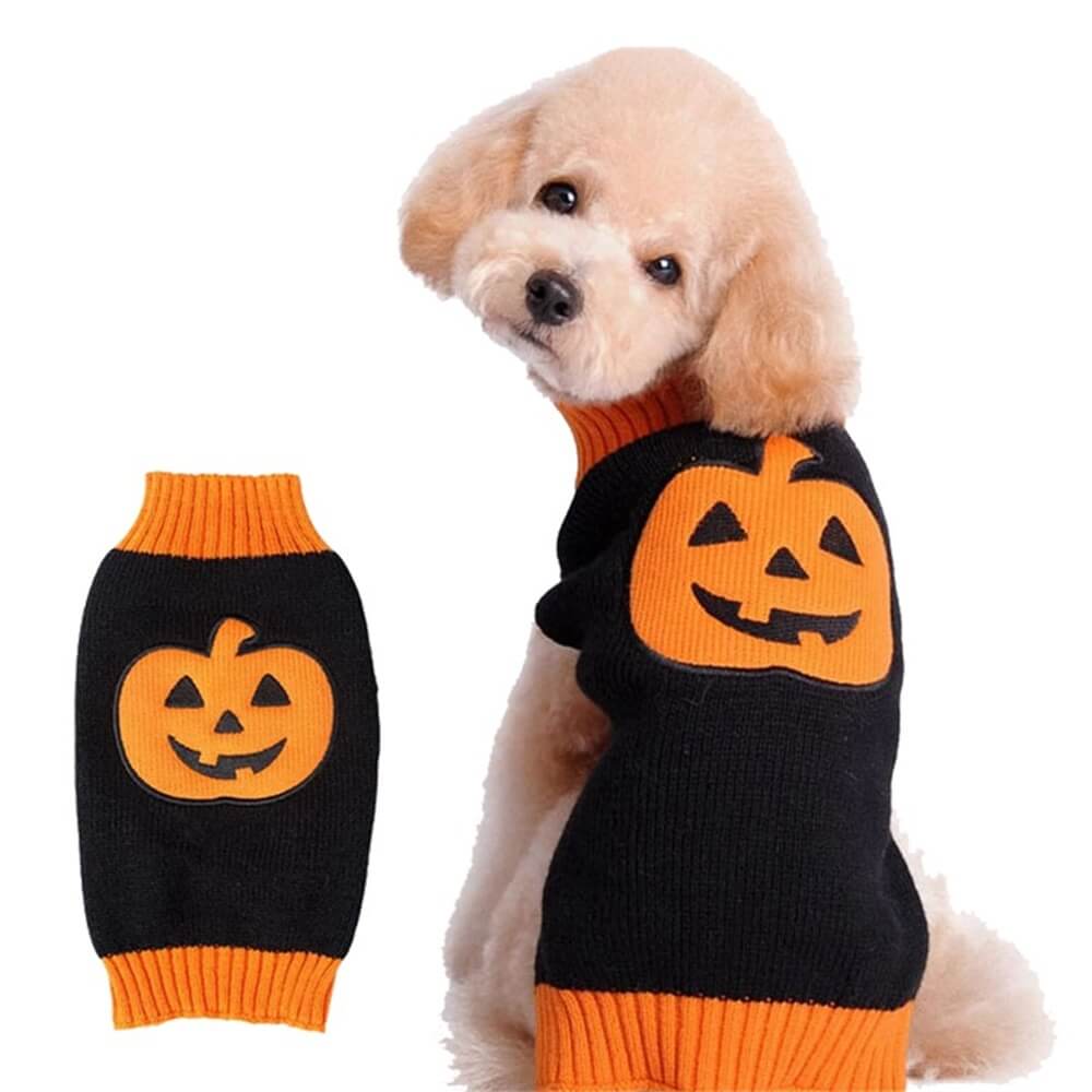 Halloween Pet Sweater | Warm & Cozy Halloween Pattern Dog Clothing