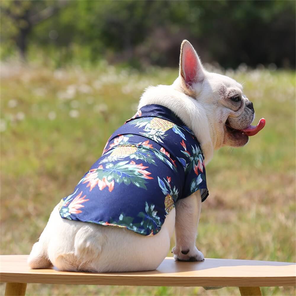 Camisa de piña para perros pequeños a medianos - Ropa ligera de verano hawaiana