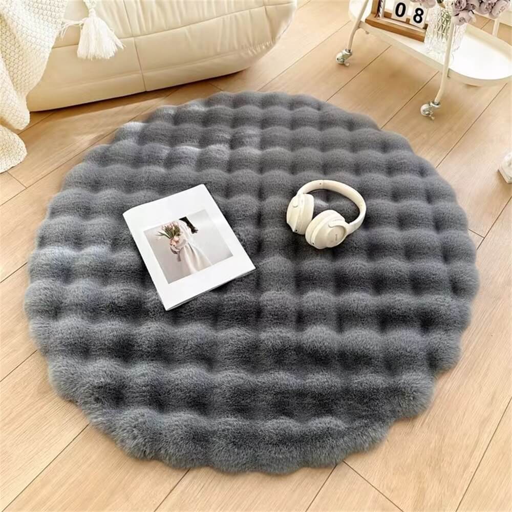 Creamy Style Chunky Round Plush Rug