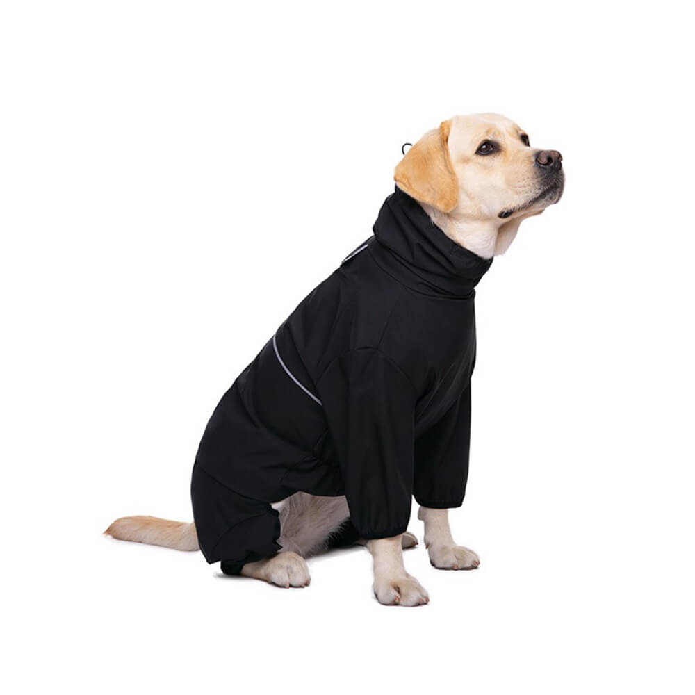 Waterproof Turtleneck Elastic Fit Dog Raincoat With Reflective Strip