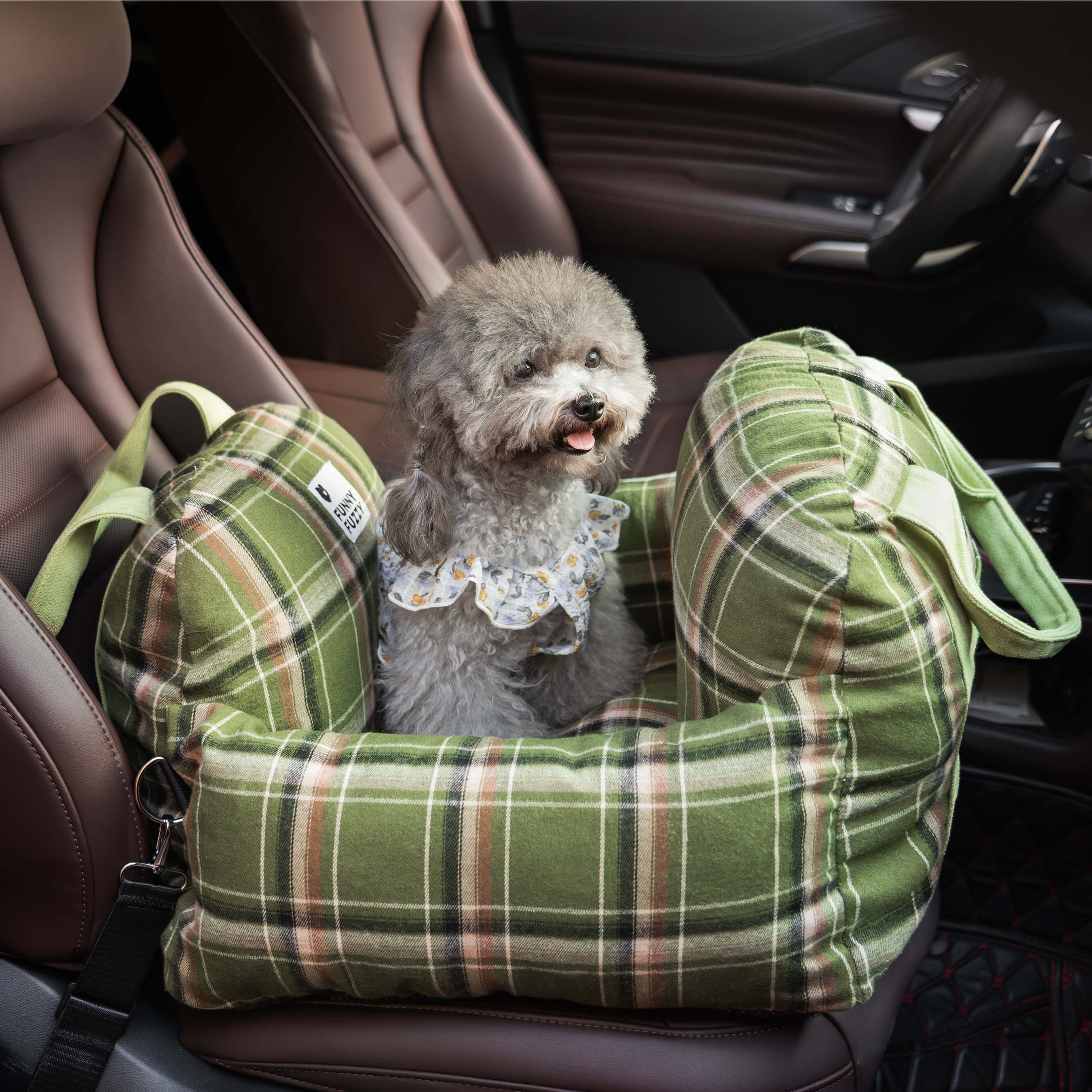 Vintage Plaid Travel Safety Dog Car Seat Beds