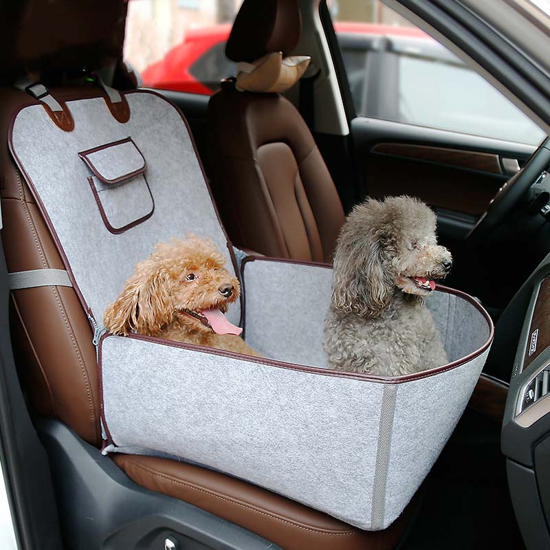 Cama com capa de assento de carro para cachorro em tecido de feltro natural