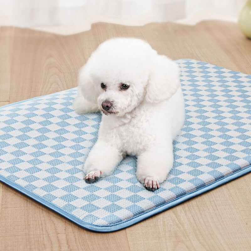 Tapete de dormir para cachorro de seda gelada xadrez