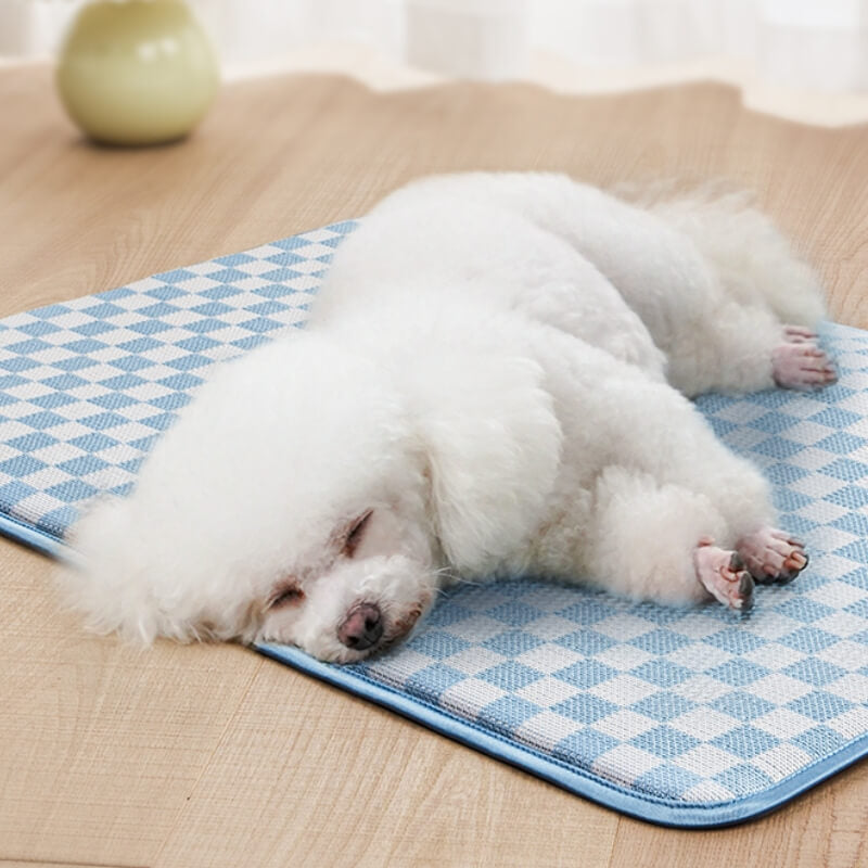 Tapete de dormir para cachorro de seda gelada xadrez