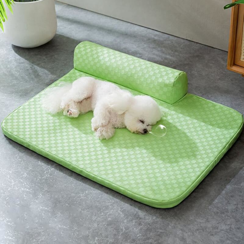 Lit pour animaux de compagnie en cuir damier lit pour chien orthopédique Anti-anxiété