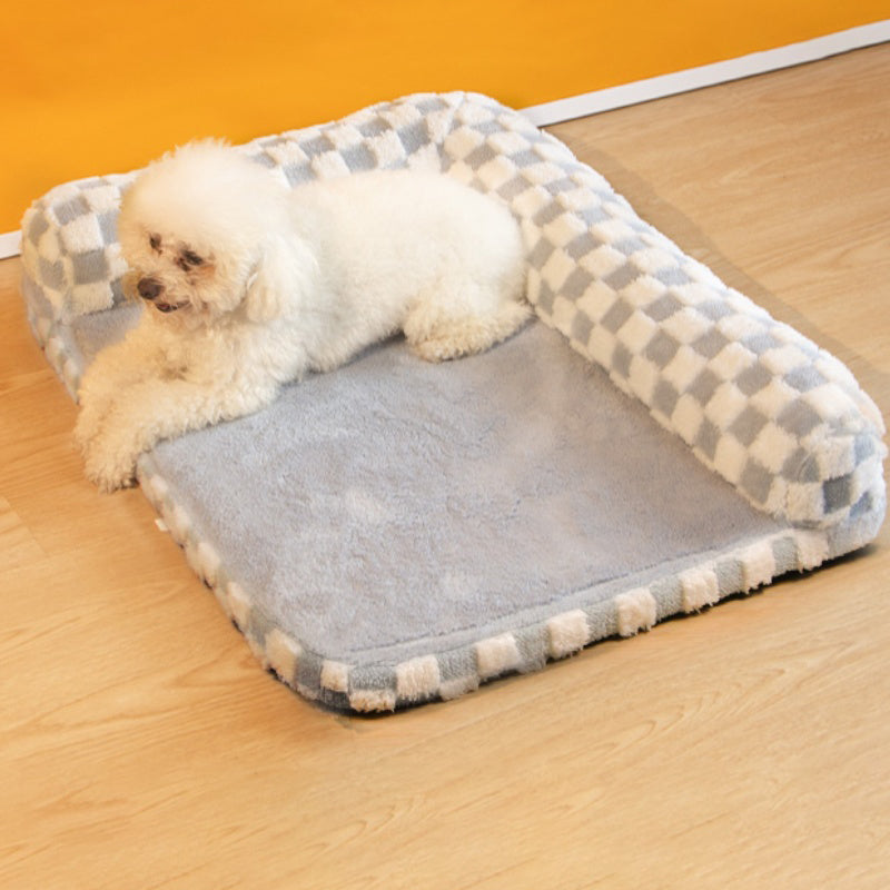 Chequerboard Soft Neck Guard Large Dog Pillow Bed