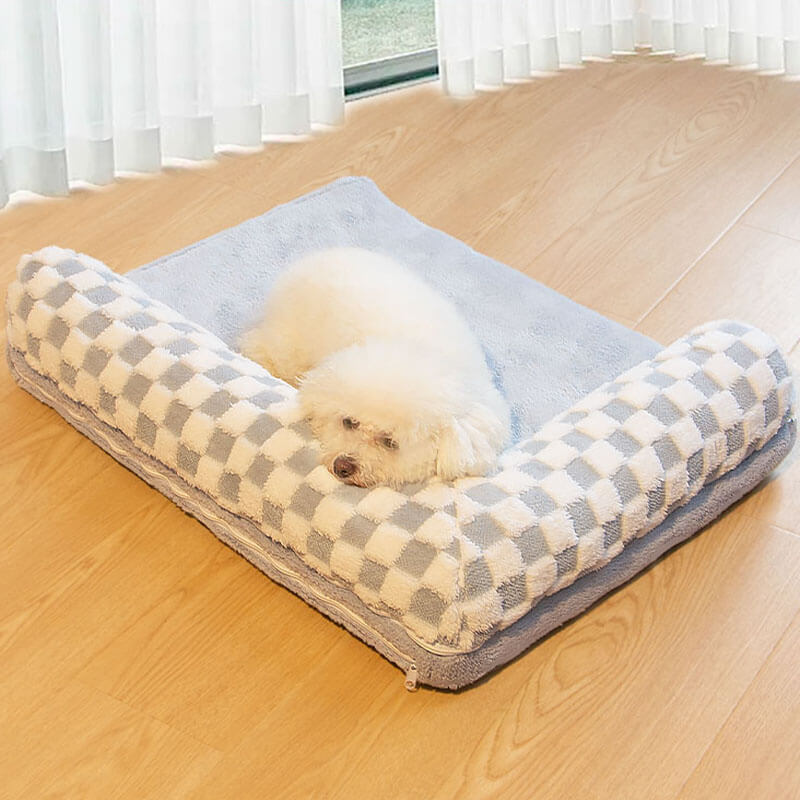 Chequerboard Soft Neck Guard Large Dog Pillow Bed