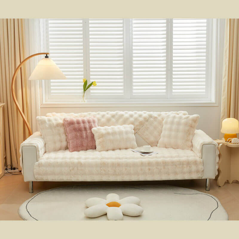 Cozy Plush Solid Colour Non-slip Couch Cover