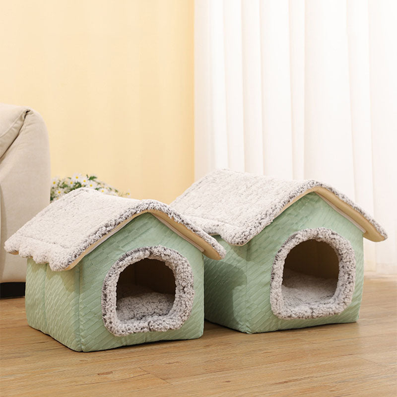 Niche pour chat et lit carré pour chat et chien en polaire Sherpa confortable