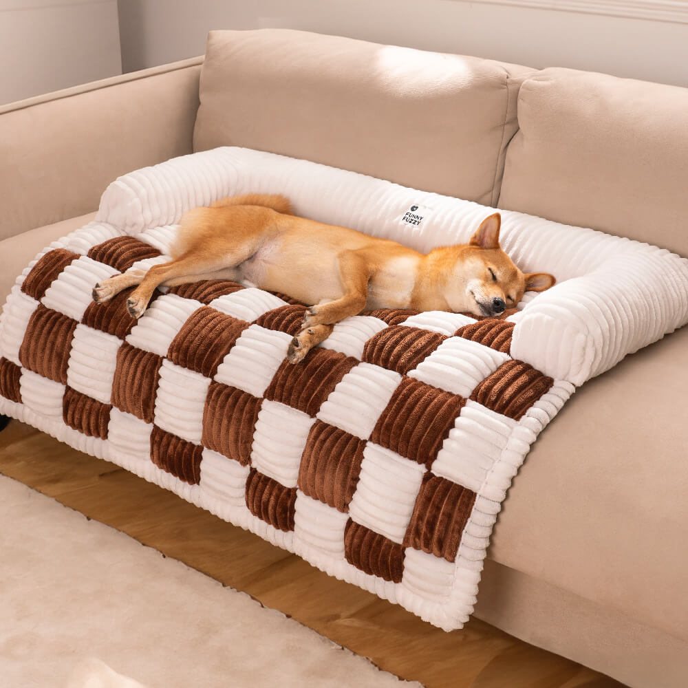 Cozy Plaid Patchwork Pet Mat Furniture Protector Couch Cover