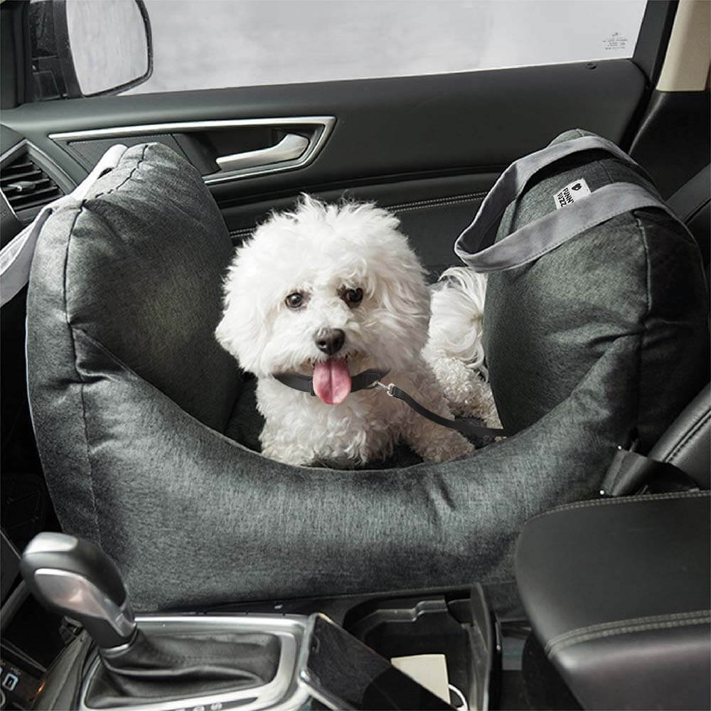 Cama de assento de carro para cachorro xadrez coração vintage