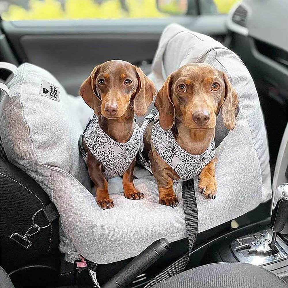 Cama de assento de carro para cachorro xadrez coração vintage