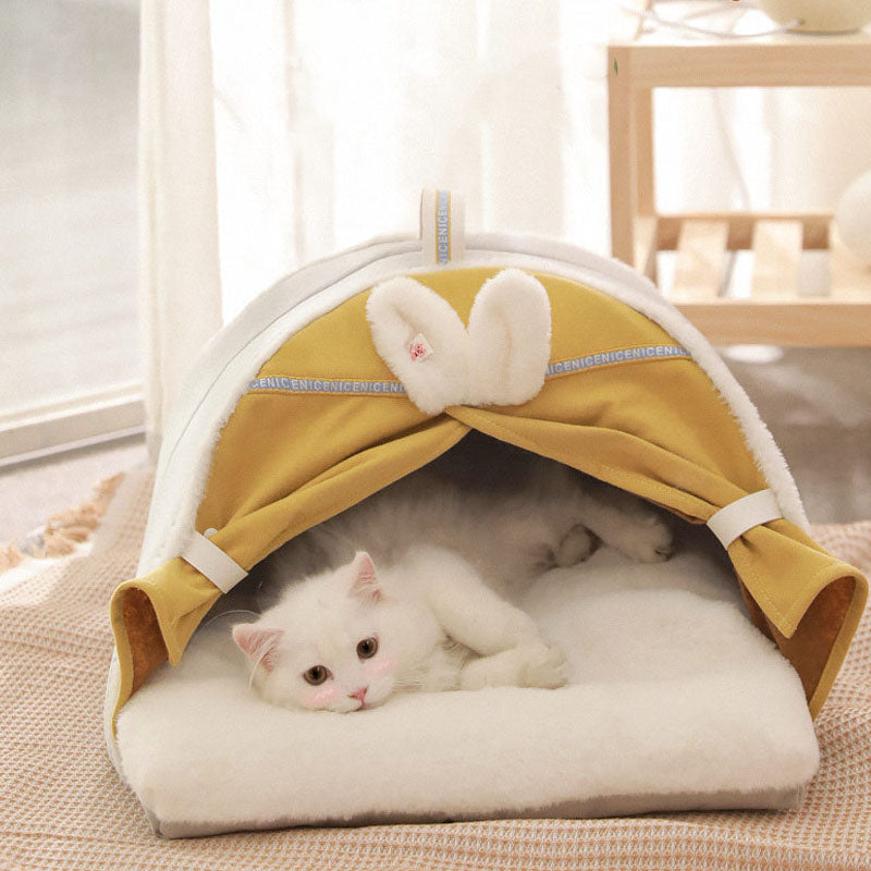 Lit de maison pour chat avec oreilles de lapin