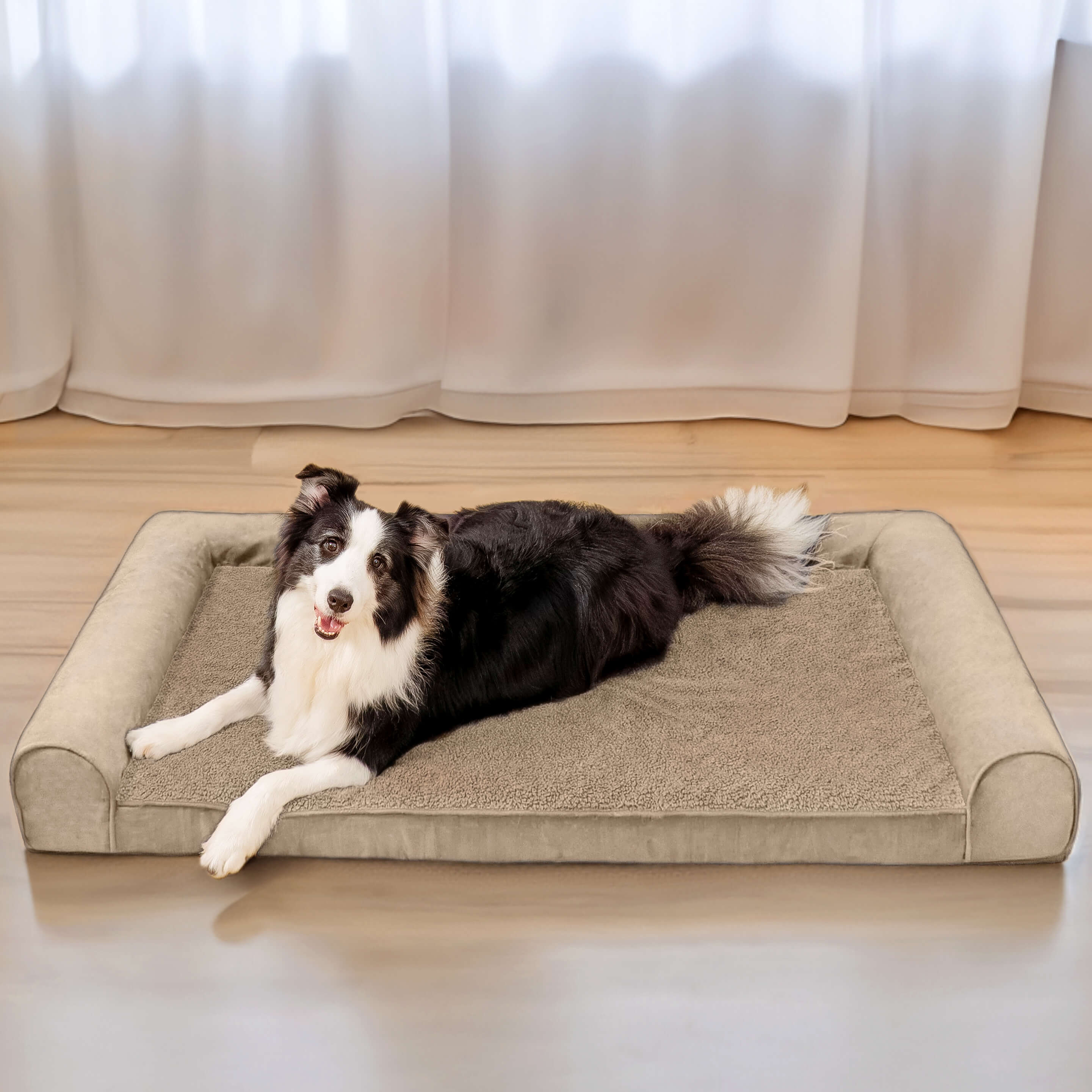 Faux Fleece & Suede Full Support Orthopedic Dog Bed