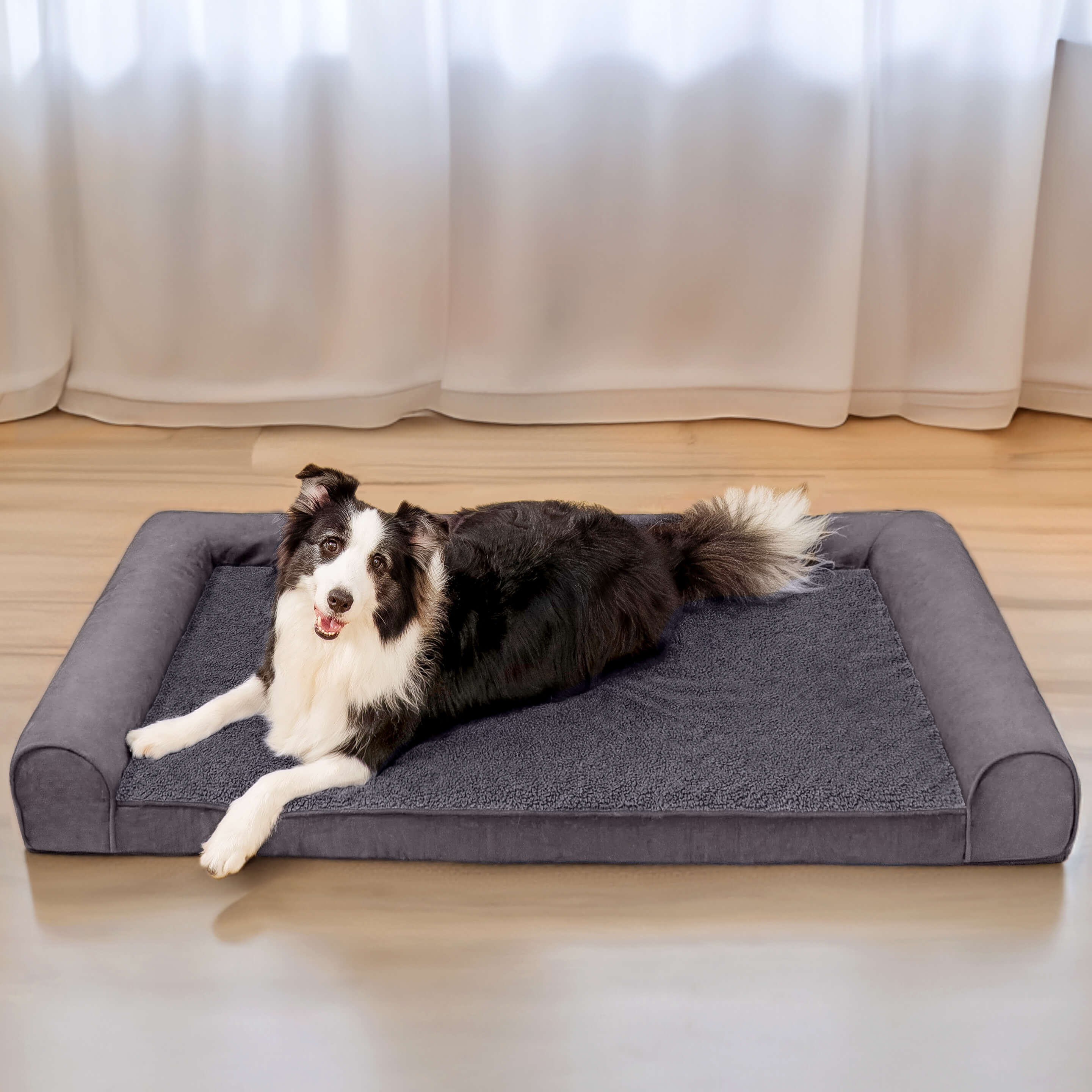 Faux Fleece & Suede Full Support Orthopedic Dog Bed