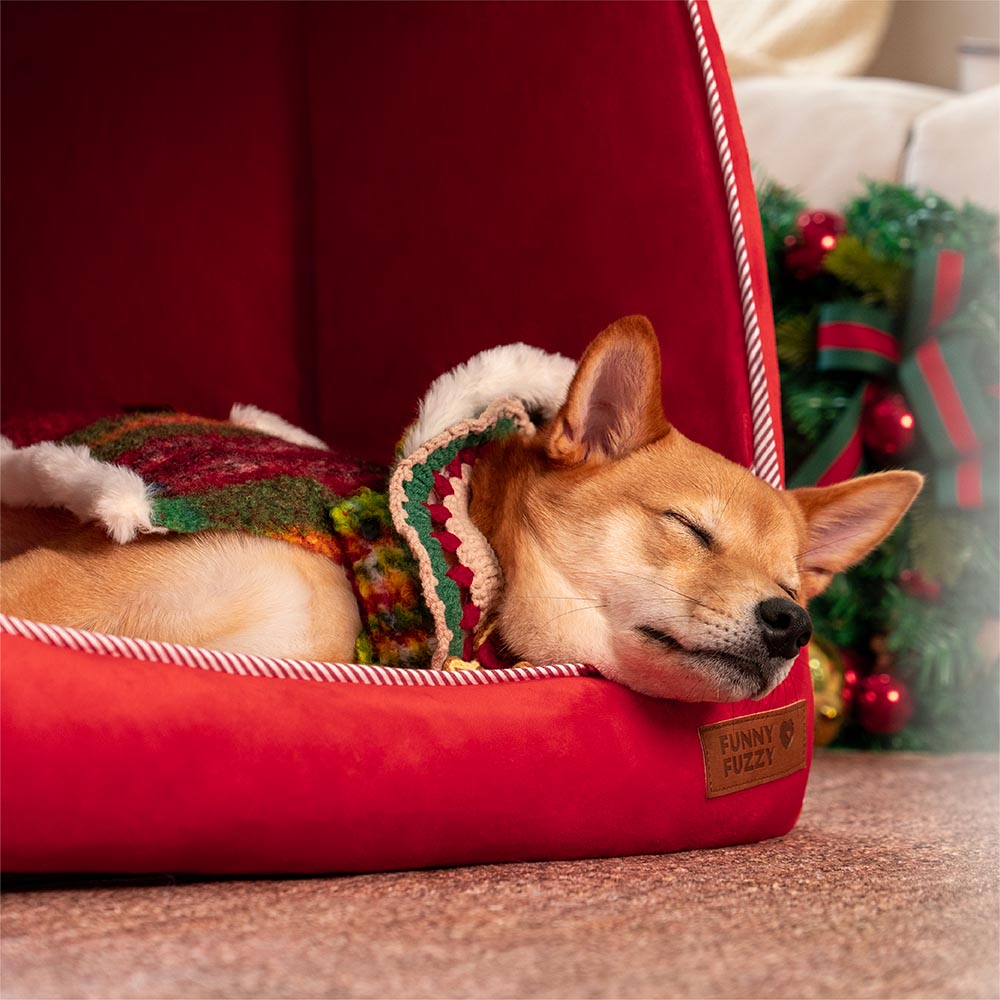 Festive Snow House Orthopedic Dog Bed - Christmas Warmth