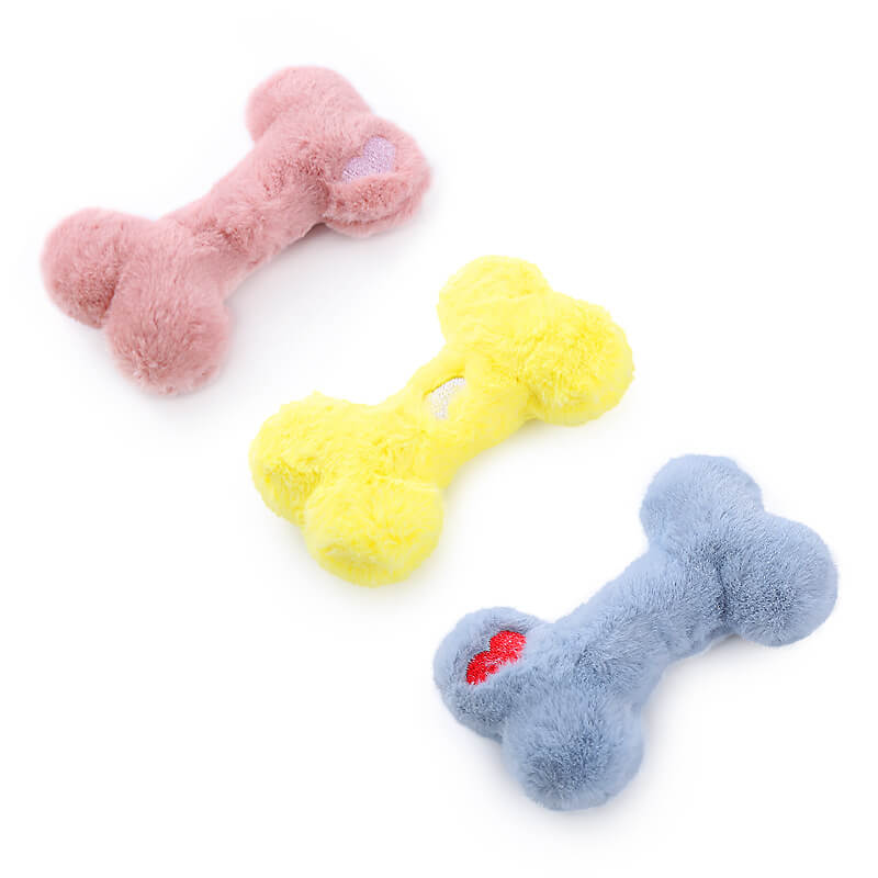 Juguete masticable para perros de juguete de peluche chirriante de hueso divertido