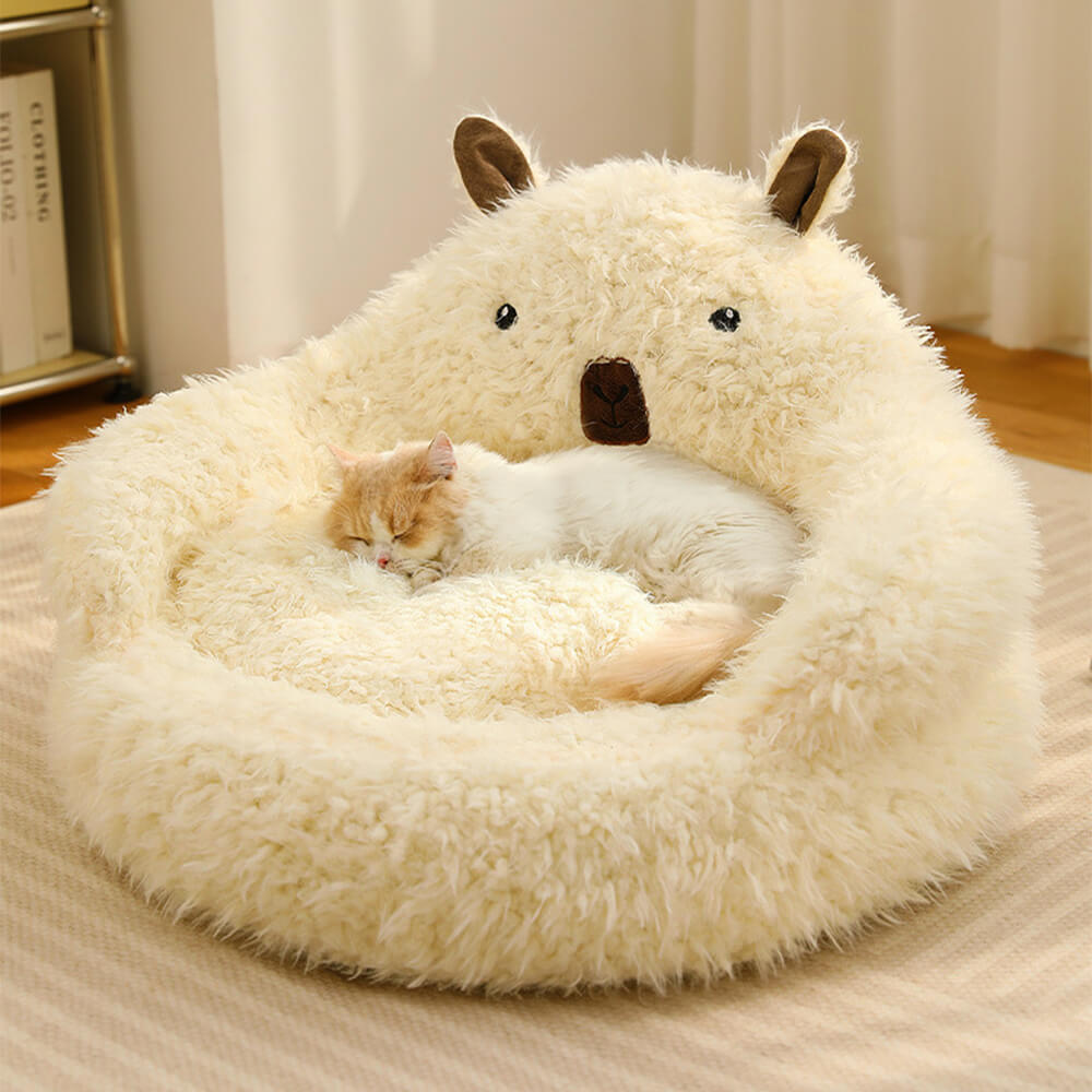 Alpaca Shaped Fluffy Plush Warm Removable Dog & Cat Bed