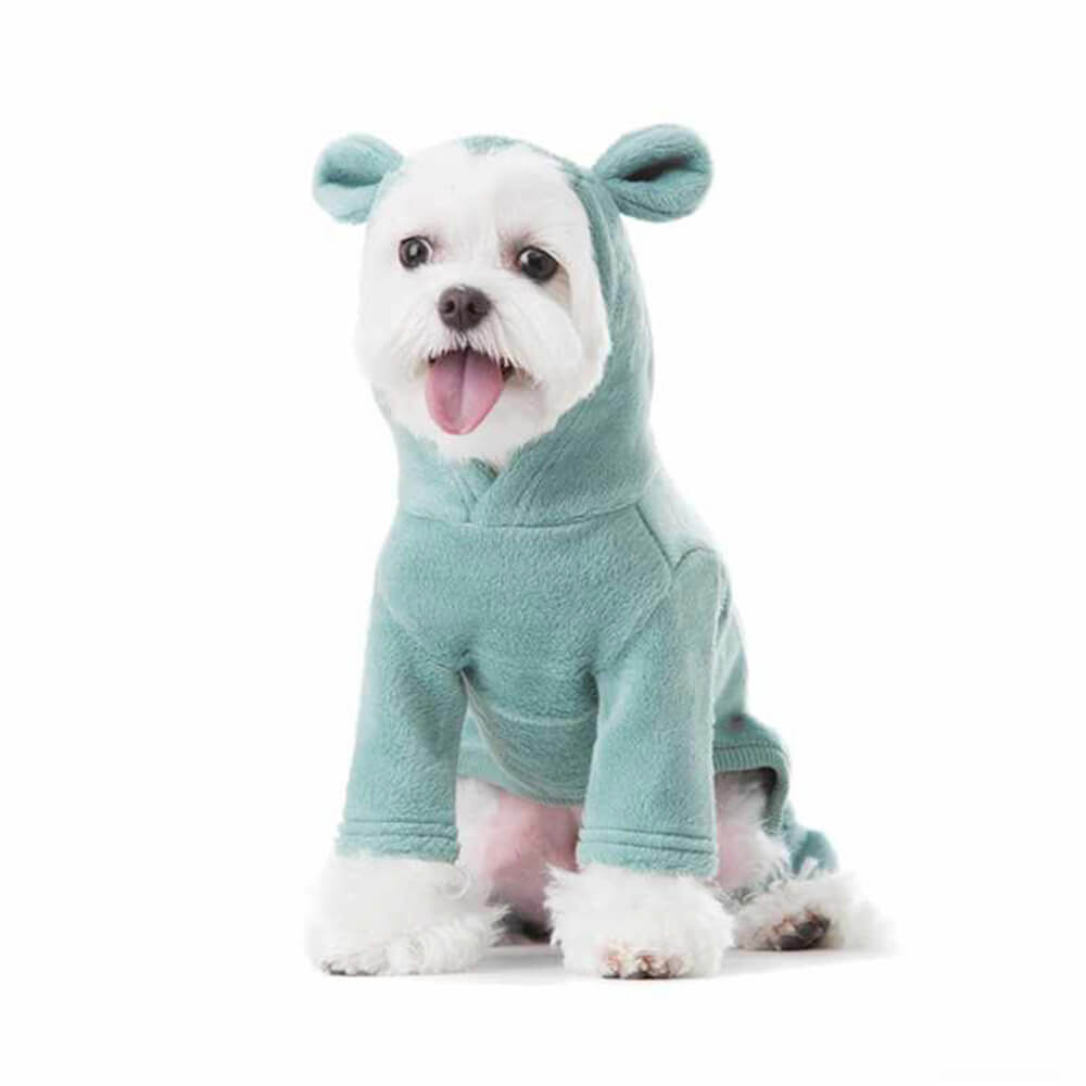 Bear Ear Warm Four-Legged Soft Dog Hoodie Coat