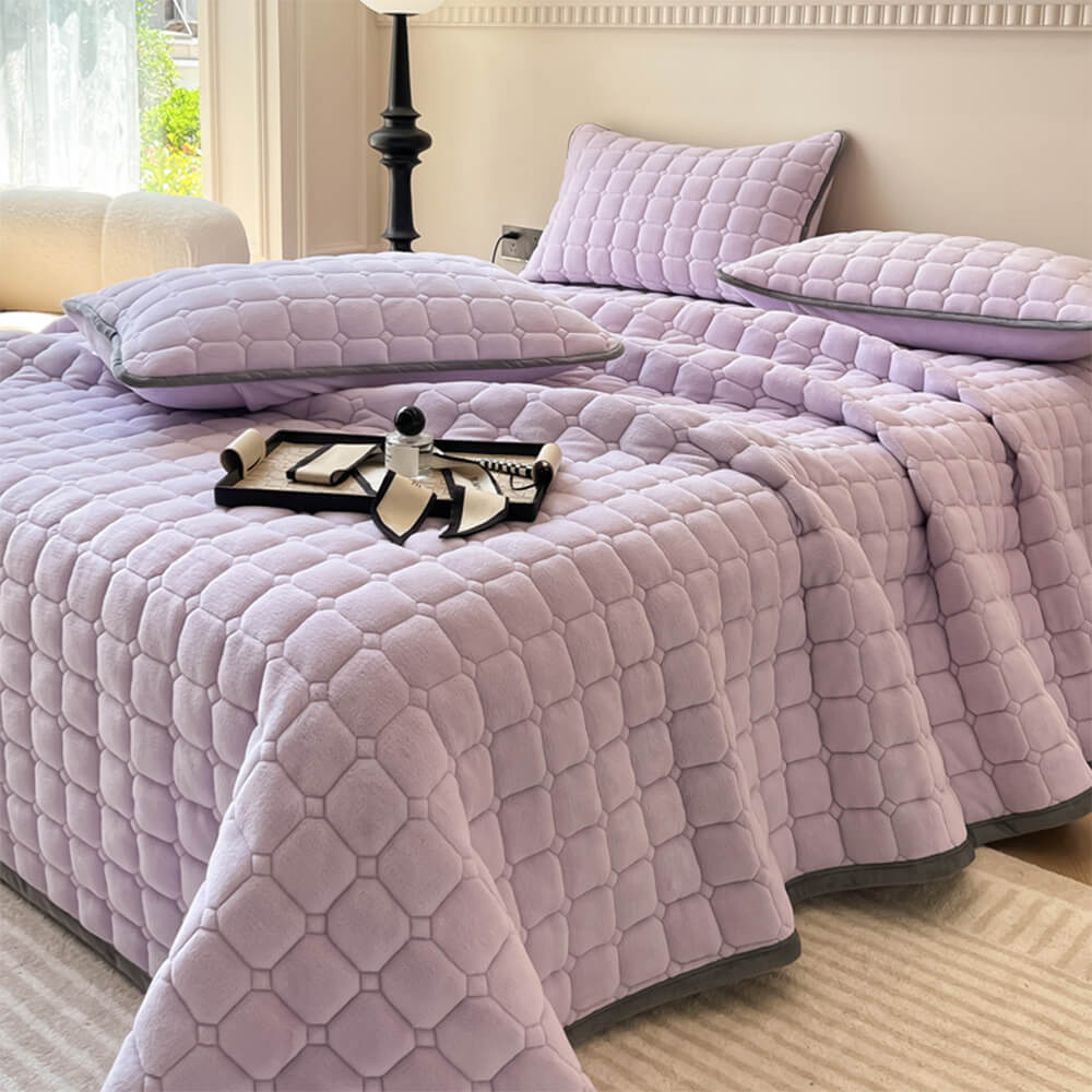 Classic Plush Soft Velvet Quilted Protector Bedspread