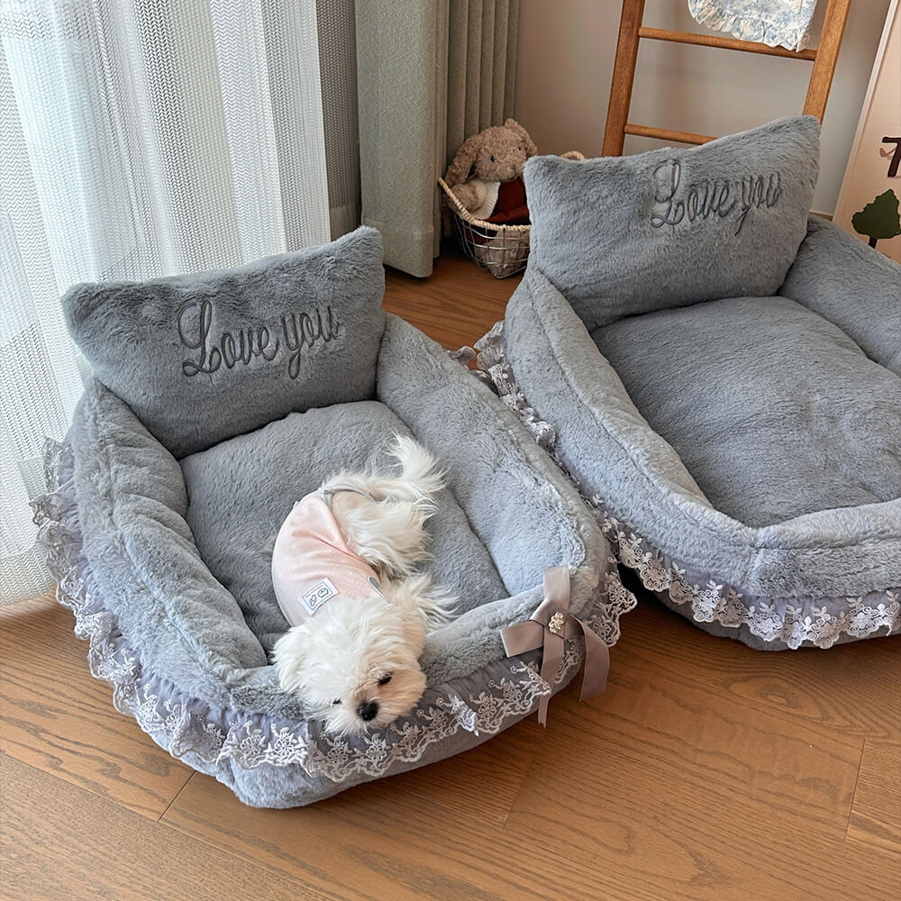 Pink Princess Bowknot Lace Luxury Cushion Soft Dog & Cat Bed