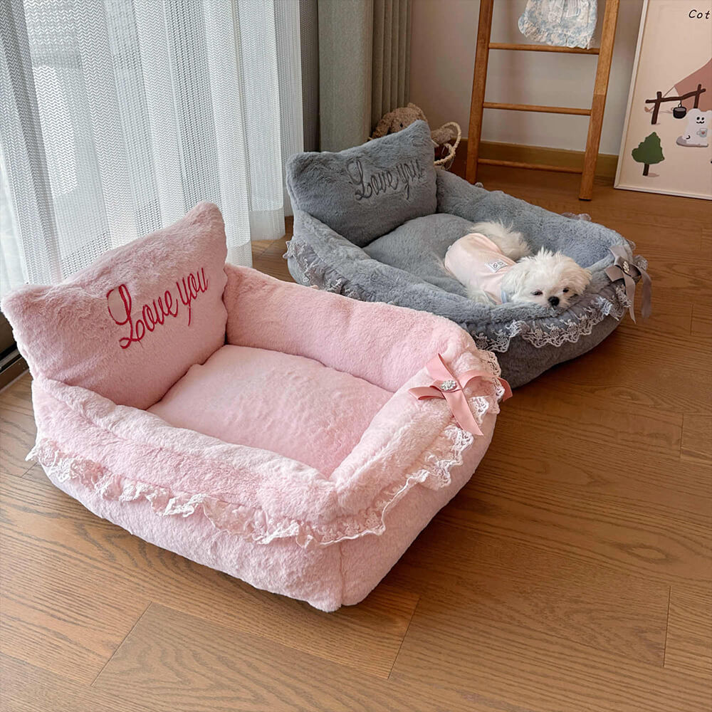 Pink Princess Bowknot Lace Luxury Cushion Soft Dog & Cat Bed