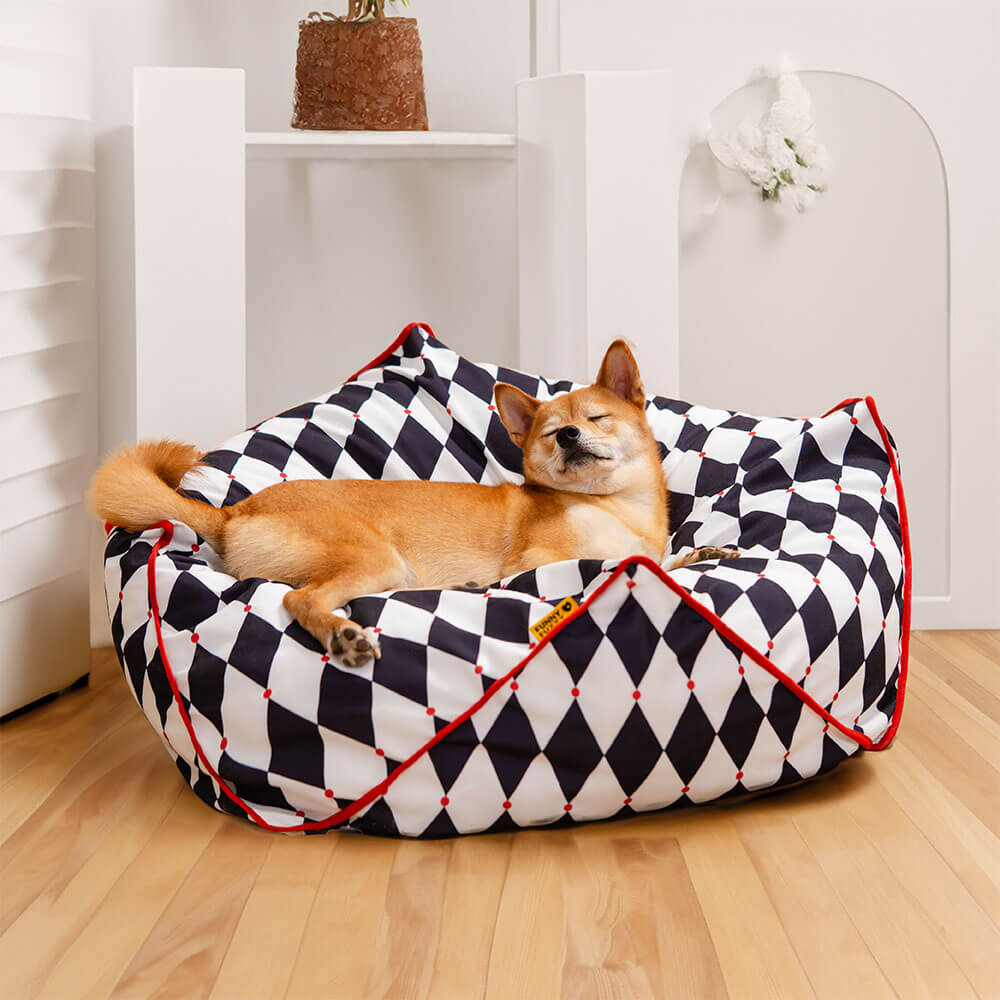 FunnyFuzzy Polygonal  Calming Bean Bag Dog Bed