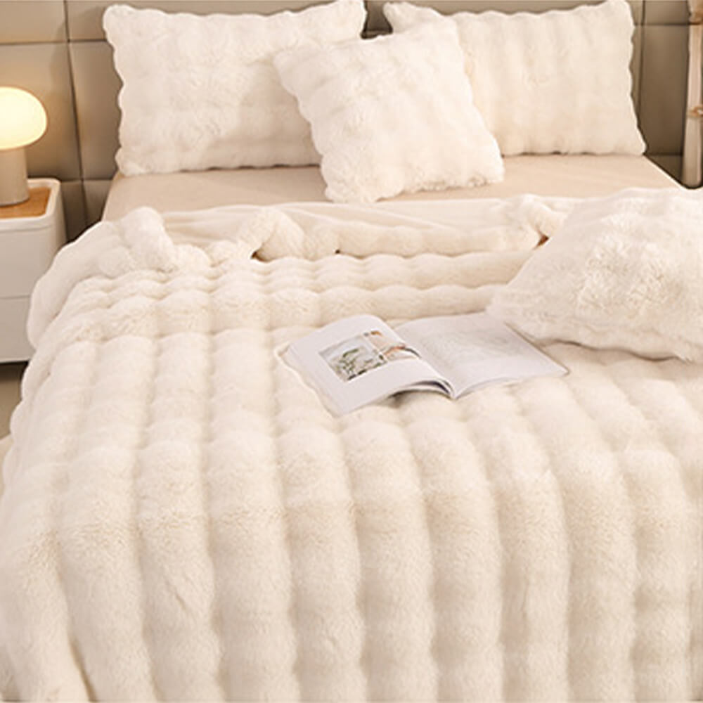 Premium Bubble Double Layer Thickened Faux Rabbit Fur Blanket