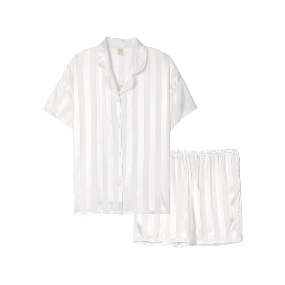 Silky Cooling Textured Couple Short Sleeve Pajama Sets - Pet Hair Resistant