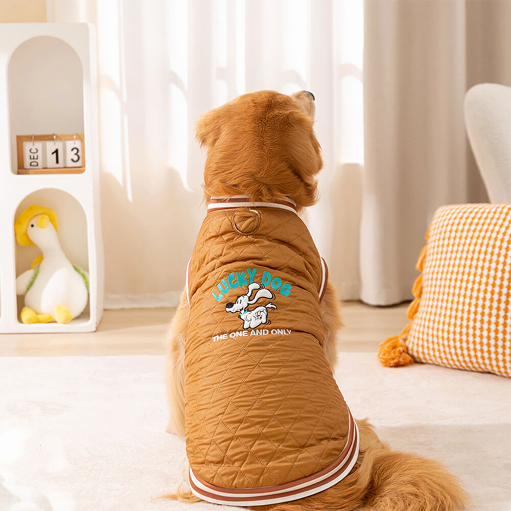 Stylish Chessboard Warm Plush Dog Jacket Coat