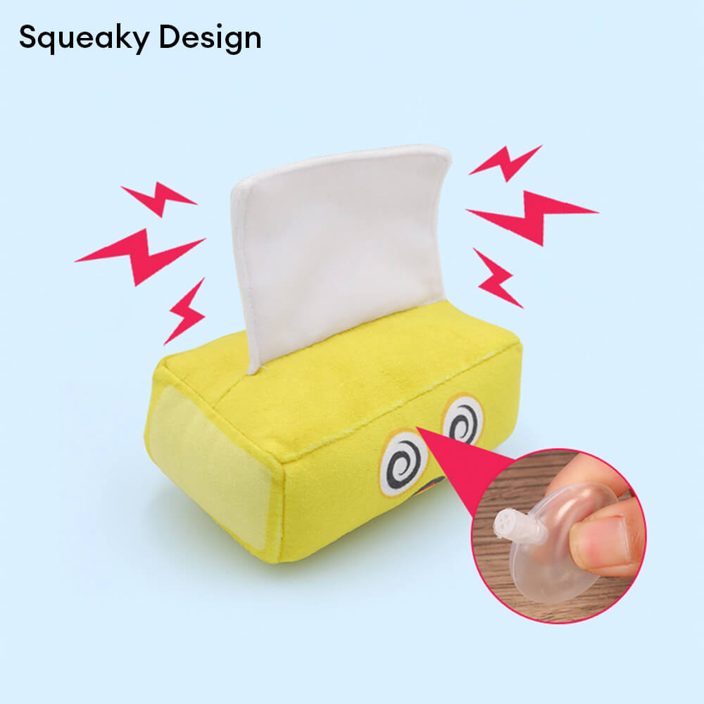 Tissue Box Shape Washable Squeaker Interactive Plush Dog Toy