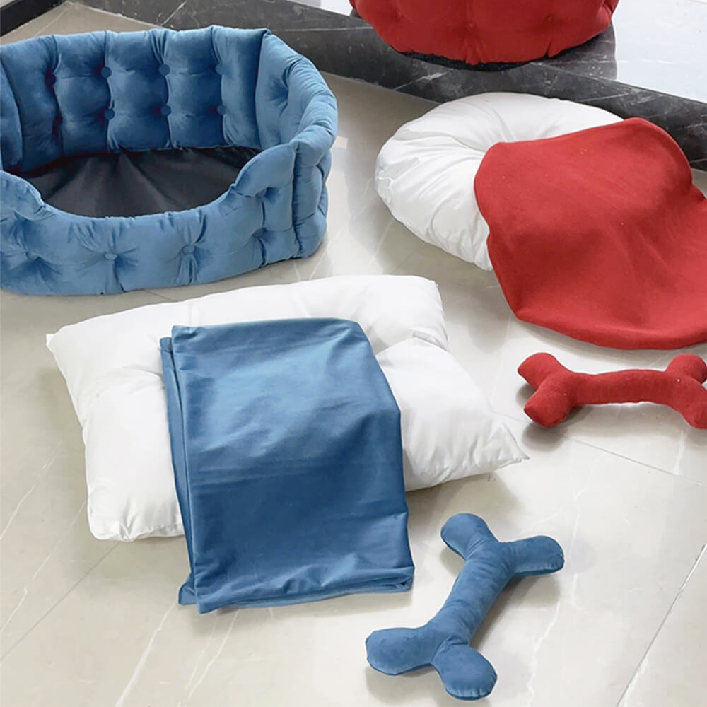 Trendy Cozy Detachable Sleeping Dog & Cat Bed with Bone Pillow