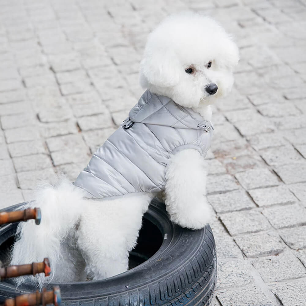 Trendy Lightweight Warm Dog Hooded Vest with D-Ring Leash