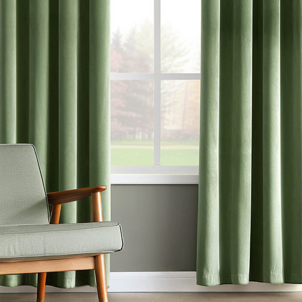 Vintage Solid Velvet Thermal Insulated Blackout Curtains