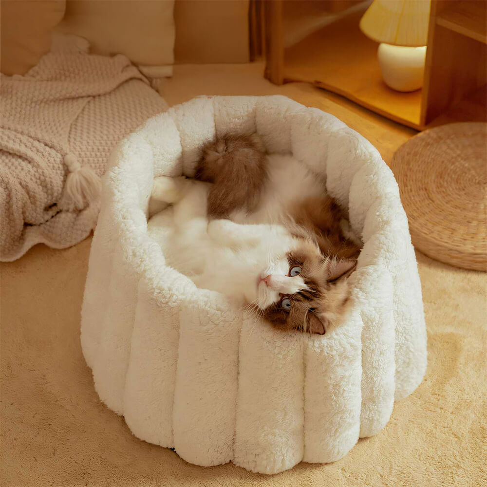 Warm Skin-Friendly Full Support Multi-Purpose Semi-Enclosed Cat Bed