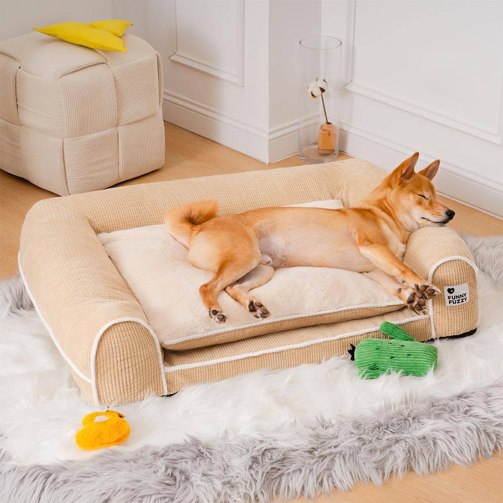 Sofá-cama ortopédico de flanela de dupla camada para cães Deluxe