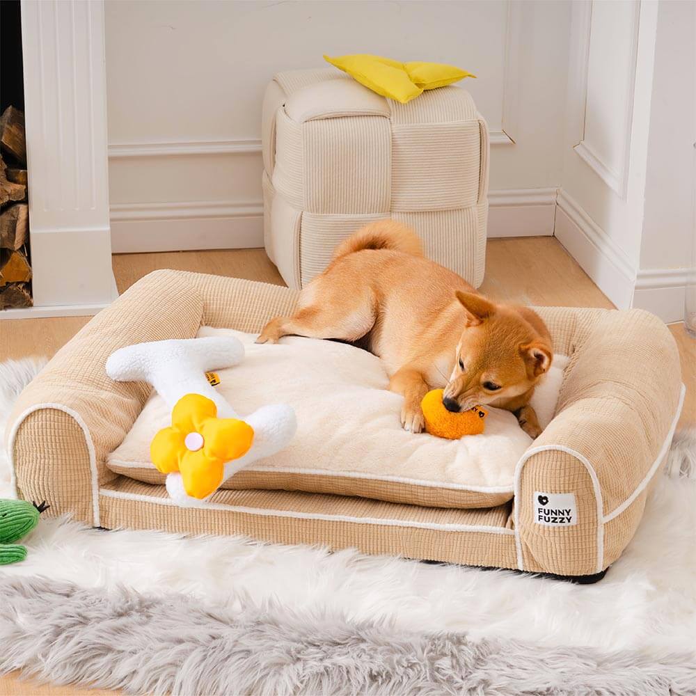 Canapé-lit orthopédique pour chien à double couche en flanelle de luxe