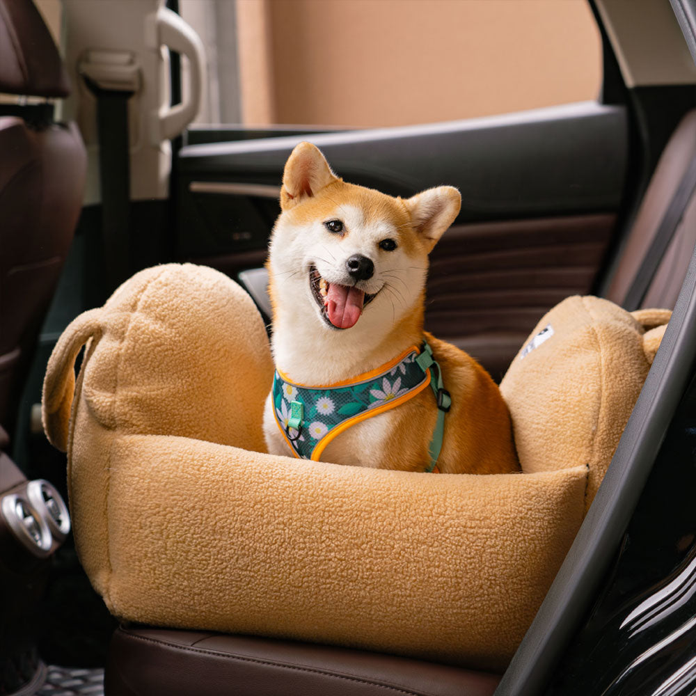 Protector de viaje, cómoda y gruesa cama para asiento de coche para perros de lana de cordero sintética