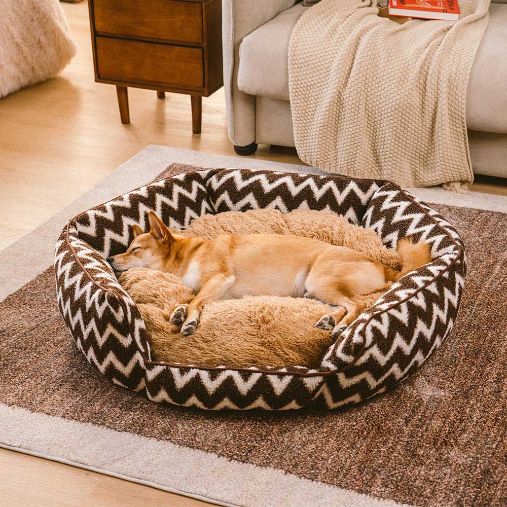 Plush Retreat Chevron Dog Bed-The Warm Hugger