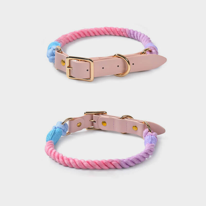 Collier et laisse pour chien en cuir tissé à la main, sans traction